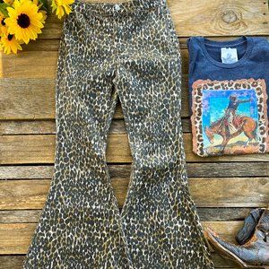 Leopard Denim Bellbottoms